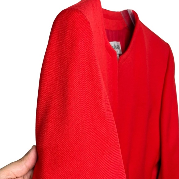 Vintage YSL Encore Size 10 Wool Two Piece Suit Red 90s Power Glam Office Bold - Picture 15 of 16